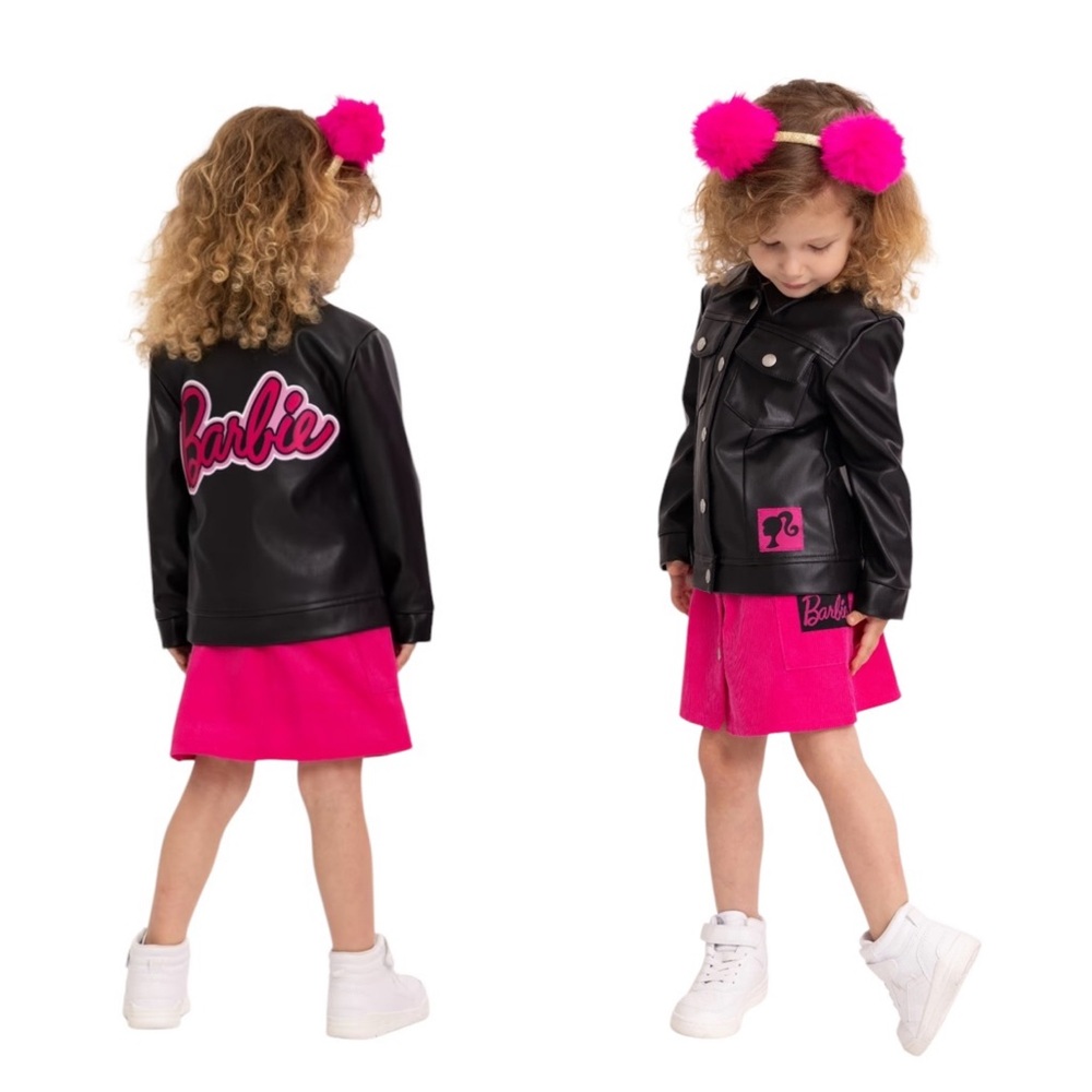 Barbie Toddler Girl Faux Leather Moto Jacket Black